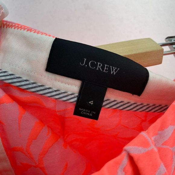 J. Crew Neon Orange Floral Jacquard Mini Shorts - Picture 5 of 6
